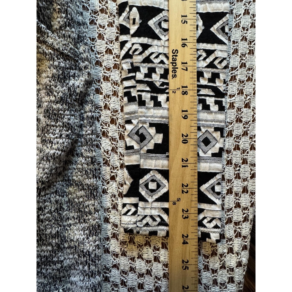 Silvergate Cardigan Sweater Women Small Grey Tribal Geometric Hooded Open Front - Picture 4 of 8